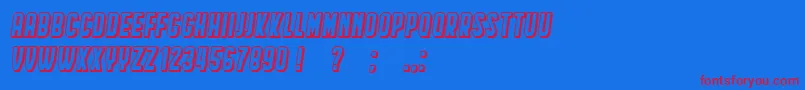 Police HindenburgCondensedShadow Italic – polices rouges sur fond bleu