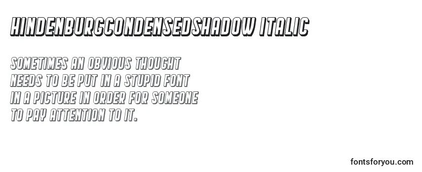 Reseña de la fuente HindenburgCondensedShadow Italic