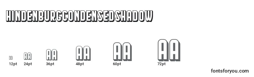 Размеры шрифта HindenburgCondensedShadow
