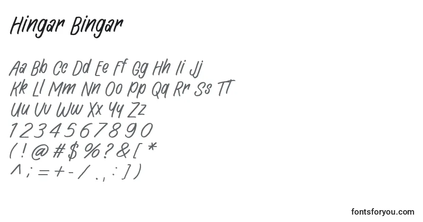 Schriftart Hingar Bingar – Alphabet, Zahlen, spezielle Symbole
