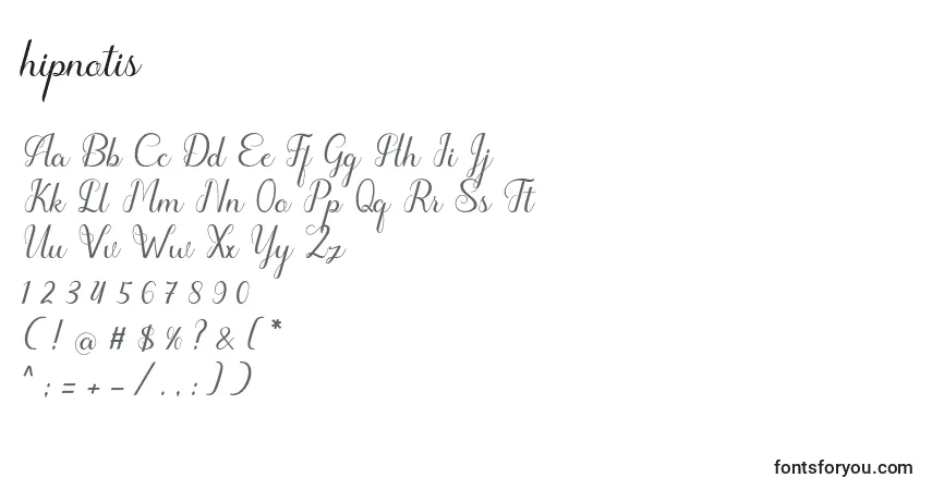 Шрифт Hipnotis – алфавит, цифры, специальные символы