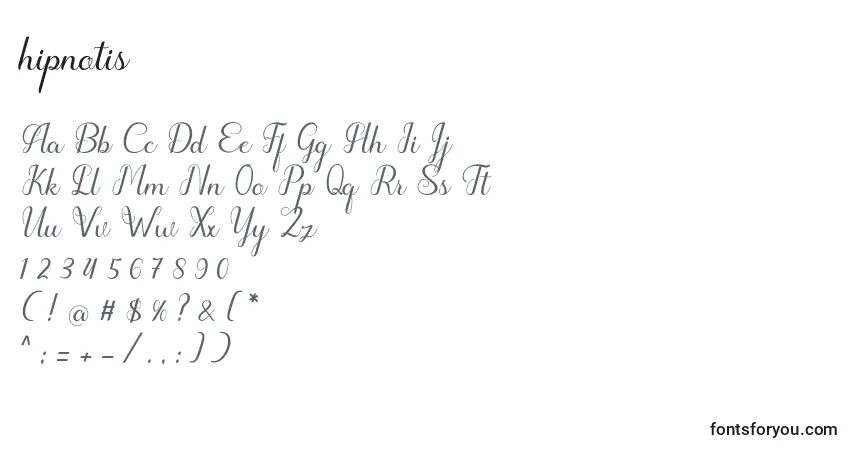 A fonte Hipnotis (129710) – alfabeto, números, caracteres especiais
