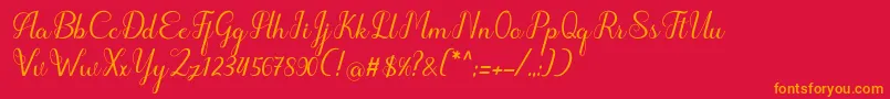 フォントhipnotis – 赤い背景にオレンジの文字