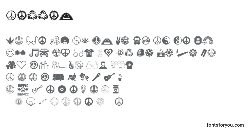 Шрифт Hippie – алфавит, цифры, специальные символы