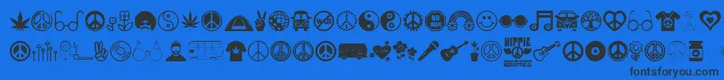 Hippie Font – Black Fonts on Blue Background