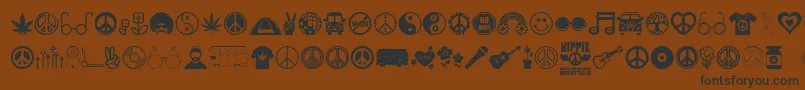 Hippie-Schriftart – Schwarze Schriften auf braunem Hintergrund