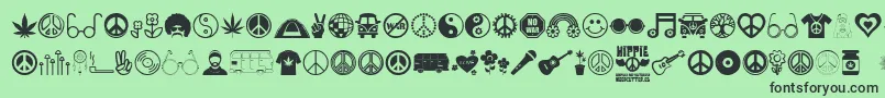 Hippie-Schriftart – Schwarze Schriften auf grünem Hintergrund