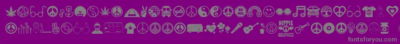 Hippie-Schriftart – Graue Schriften auf violettem Hintergrund