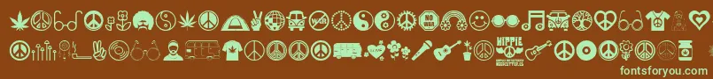 Hippie-fontti – vihreät fontit ruskealla taustalla