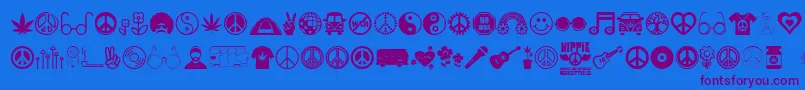 Hippie Font – Purple Fonts on Blue Background