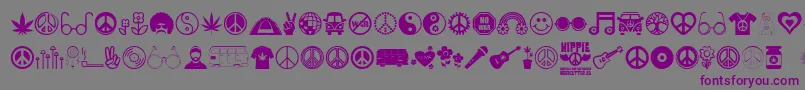 Czcionka Hippie – fioletowe czcionki na szarym tle