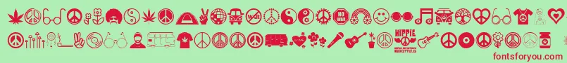 Hippie Font – Red Fonts on Green Background