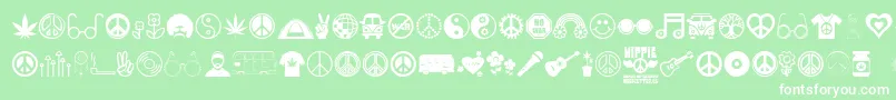 Hippie-Schriftart – Weiße Schriften auf grünem Hintergrund