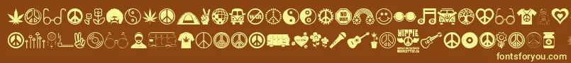 Hippie-Schriftart – Gelbe Schriften auf braunem Hintergrund