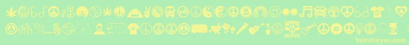 More about Hippie Font Hippie Font – Yellow Fonts on Green Background