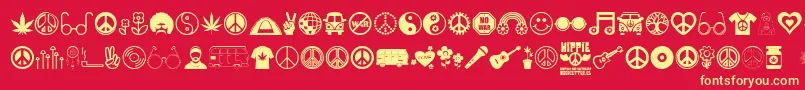 Hippie Font – Yellow Fonts on Red Background