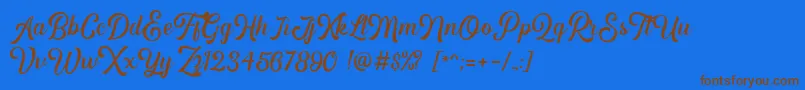 Hipsterious DEMO-Schriftart – Braune Schriften auf blauem Hintergrund
