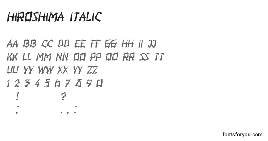 Hiroshima Italic Font – alphabet, numbers, special characters