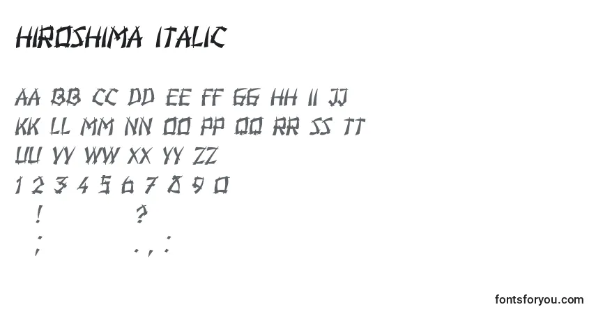 Hiroshima Italic-fontti – aakkoset, numerot, erikoismerkit