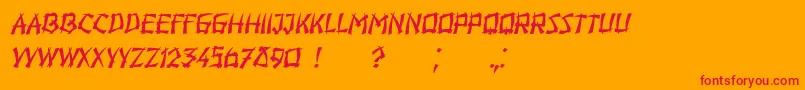 フォントHiroshima Italic – オレンジの背景に赤い文字