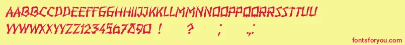 Hiroshima Italic Font – Red Fonts on Yellow Background