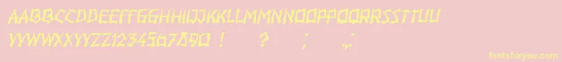 Hiroshima Italic-Schriftart – Gelbe Schriften auf rosa Hintergrund
