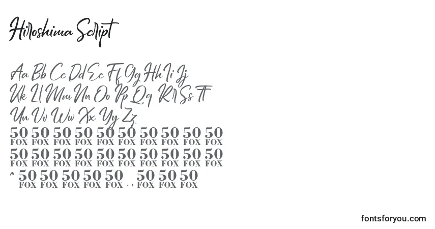 Hiroshima Script-fontti – aakkoset, numerot, erikoismerkit