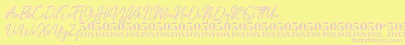 Hiroshima Script Font – Pink Fonts on Yellow Background