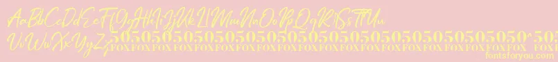 Hiroshima Script Font – Yellow Fonts on Pink Background