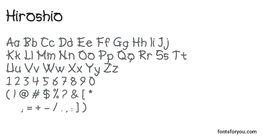 Czcionka Hiroshio – alfabet, cyfry, specjalne znaki