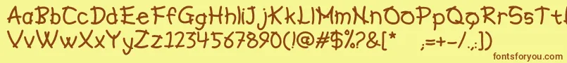 フォントHiroshio – 茶色の文字が黄色の背景にあります。