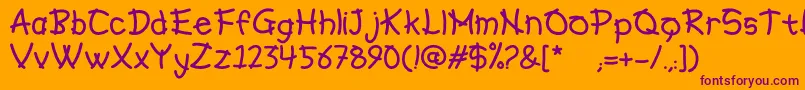 Hiroshio-Schriftart – Violette Schriften auf orangefarbenem Hintergrund