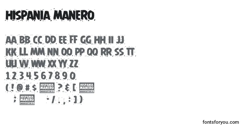 Schriftart Hispania Manero – Alphabet, Zahlen, spezielle Symbole