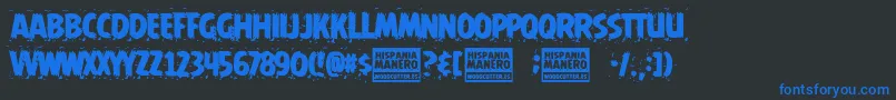 Шрифт Hispania Manero – синие шрифты на чёрном фоне