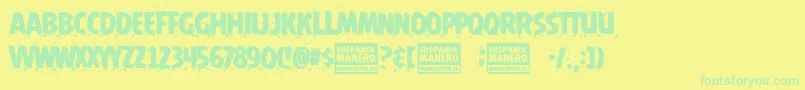 Hispania Manero Font – Green Fonts on Yellow Background