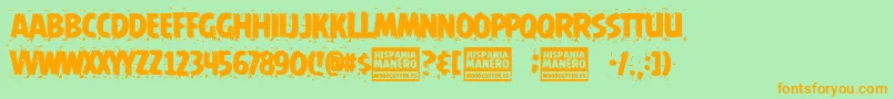 Hispania Manero Font – Orange Fonts on Green Background