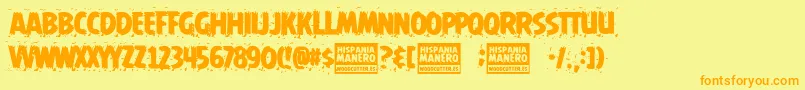Czcionka Hispania Manero – pomarańczowe czcionki na żółtym tle