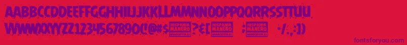 Hispania Manero Font – Purple Fonts on Red Background
