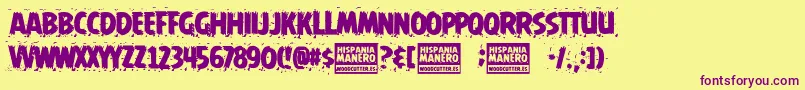 Hispania Manero Font – Purple Fonts on Yellow Background