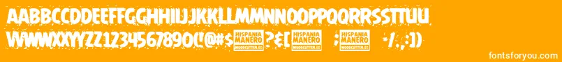 フォントHispania Manero – オレンジの背景に白い文字