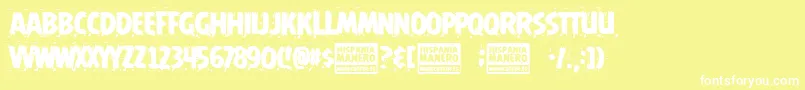 Hispania Manero Font – White Fonts on Yellow Background