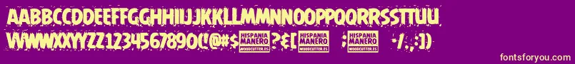 Hispania Manero Font – Yellow Fonts on Purple Background