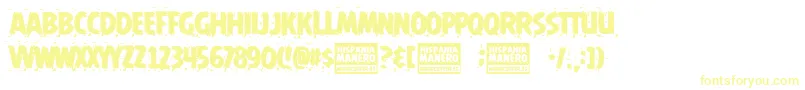 Więcej informacji o czcionce Hispania Manero Czcionka Hispania Manero – żółte czcionki na białym tle