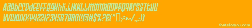 ArmorPiercing2.0BbItalic-Schriftart – Grüne Schriften auf orangefarbenem Hintergrund