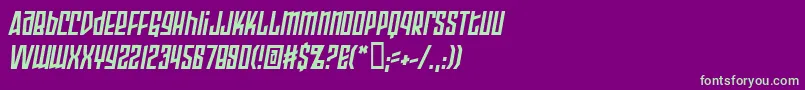 ArmorPiercing2.0BbItalic-Schriftart – Grüne Schriften auf violettem Hintergrund