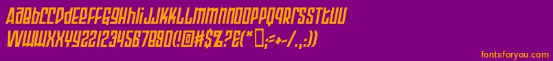 フォントArmorPiercing2.0BbItalic – 紫色の背景にオレンジのフォント