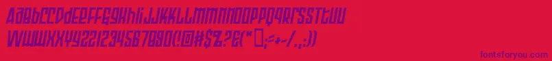 フォントArmorPiercing2.0BbItalic – 赤い背景に紫のフォント