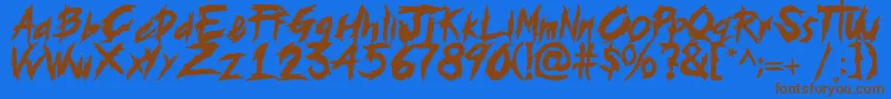 histeria Font – Brown Fonts on Blue Background