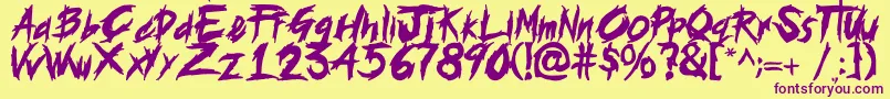 histeria Font – Purple Fonts on Yellow Background