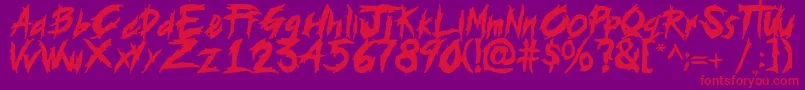 histeria Font – Red Fonts on Purple Background